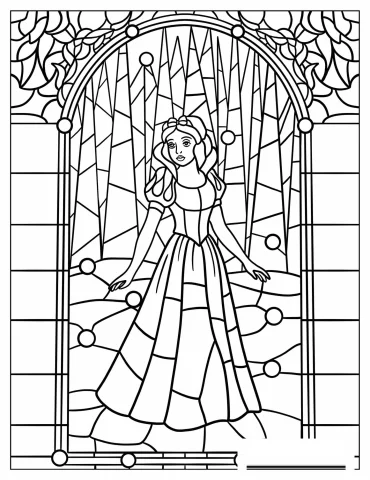 Beautiful Snow White Stained Glass Coloring Sheet