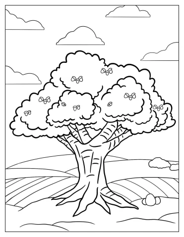 Oak Tree With Acorns To Color