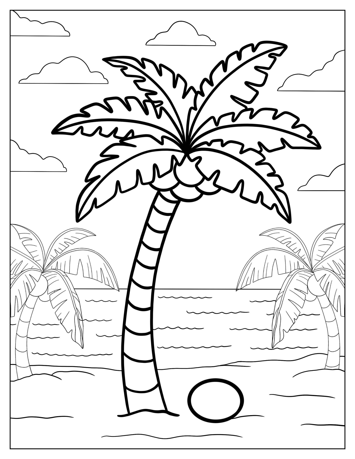 Coconut Tree Coloring Page