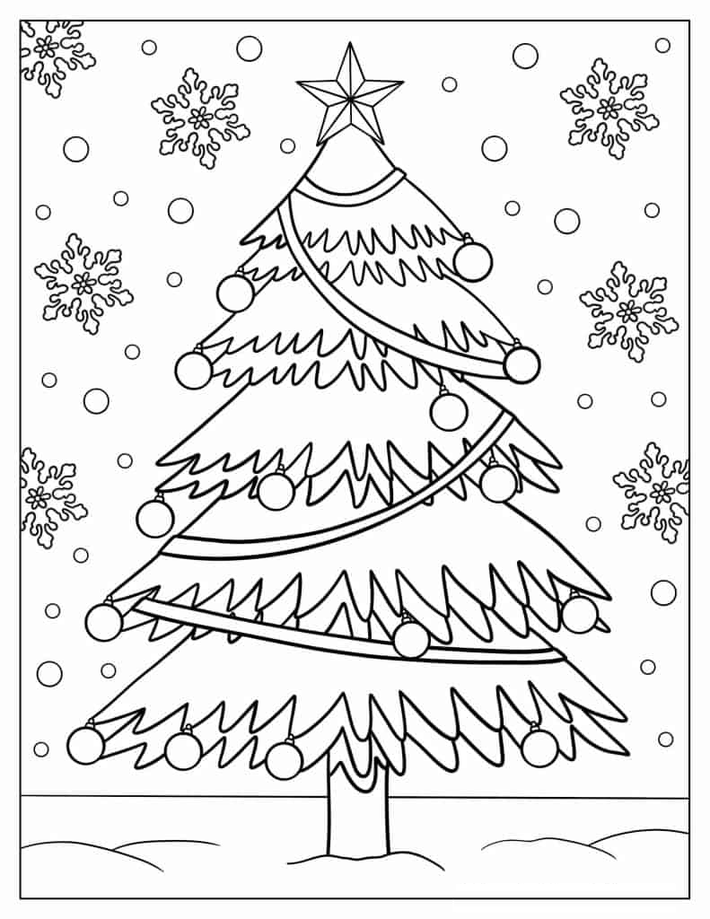 Christmas Tree With Ornaments To Color