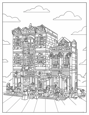 Detailed LEGO Icons 10312 Jazz Club Coloring In