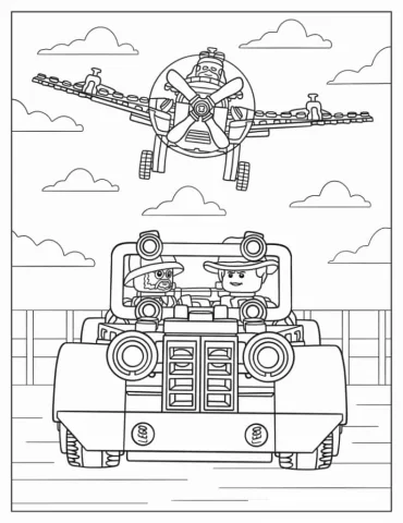 Coloring Sheet Of Lego Indiana Jones Fighter Plane Chase