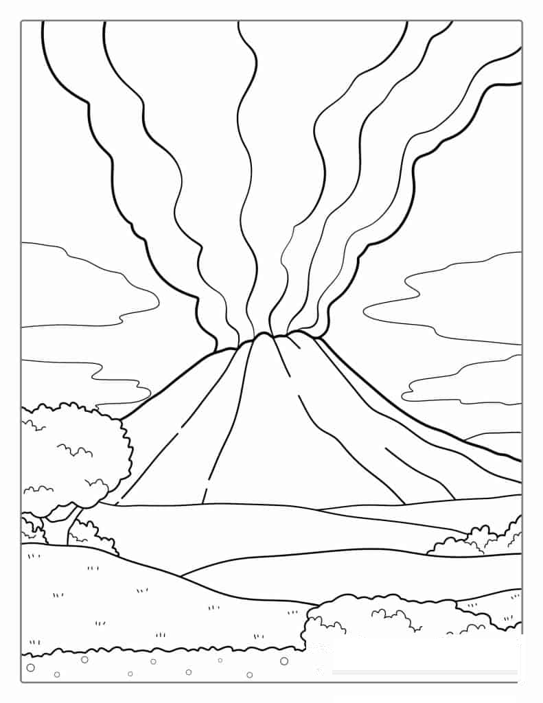 Volcano Coloring Pages Free PDF Printable