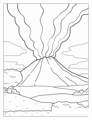 Volcano Coloring Pages Free PDF Printable