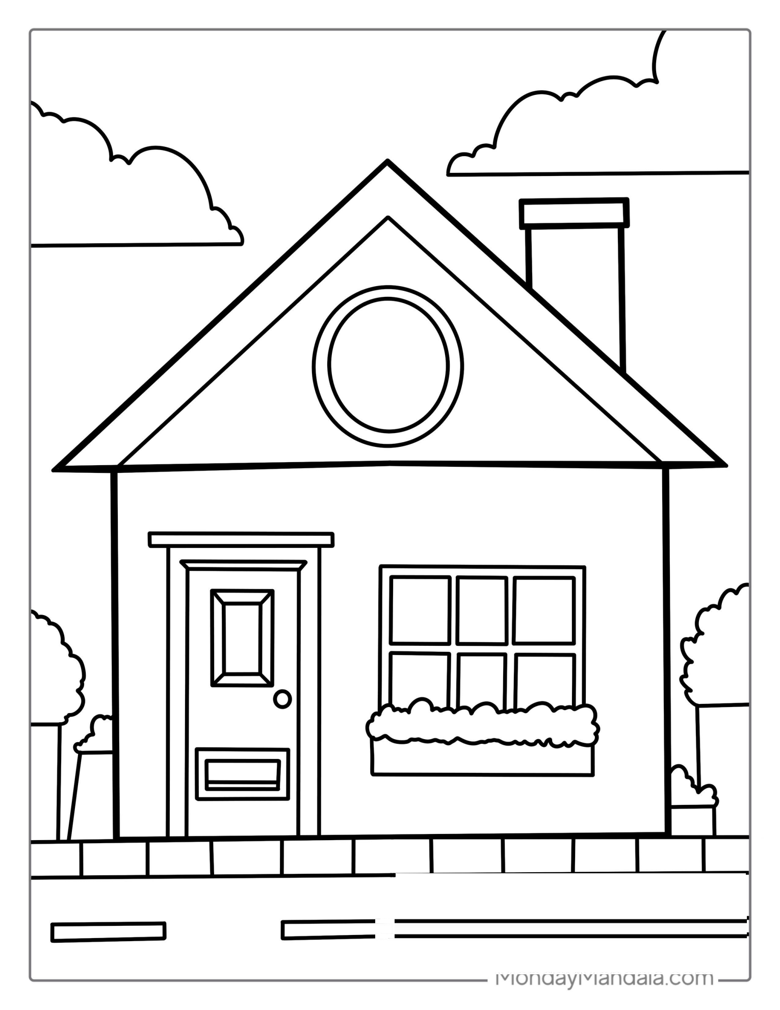 Simple Outline House For Preschoolers