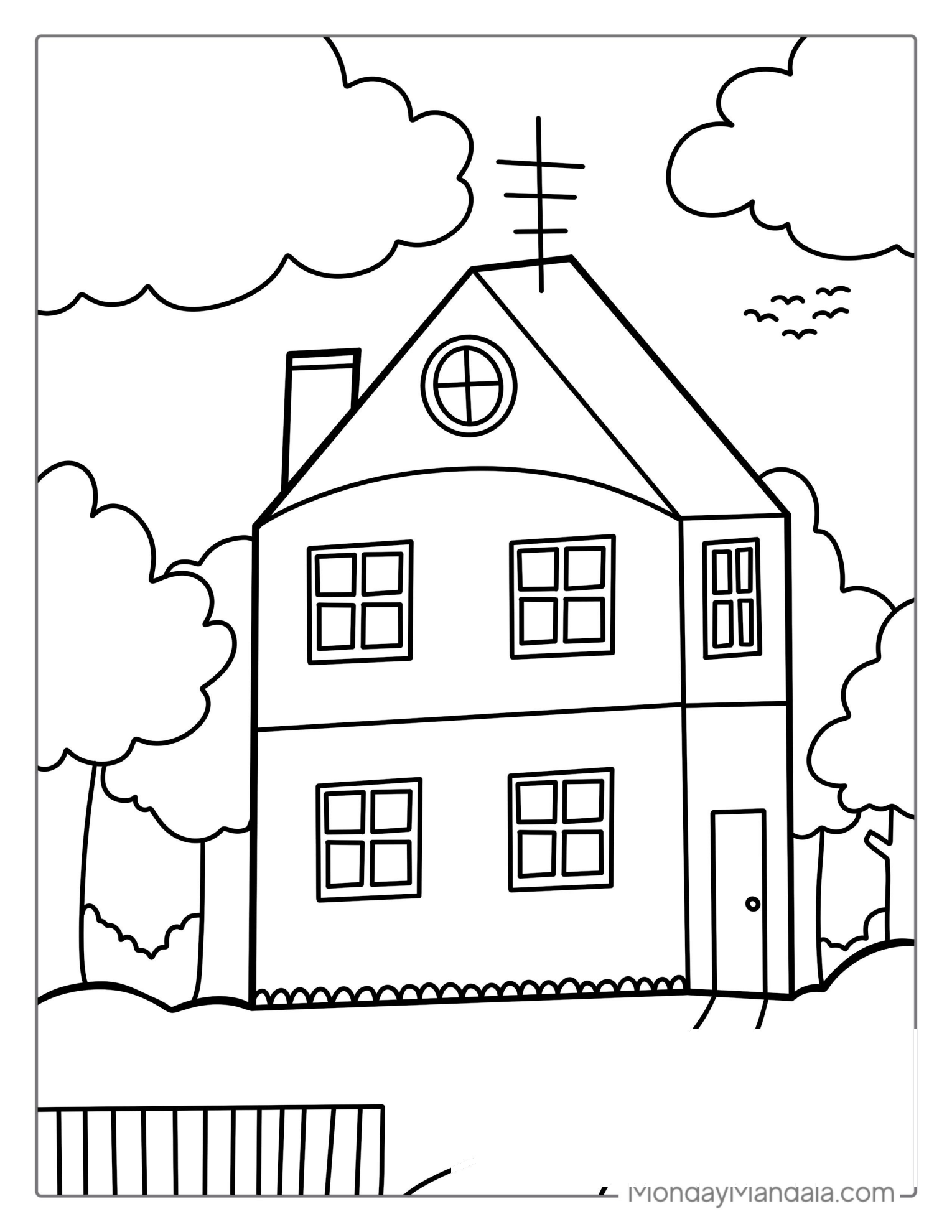 Double Story House Coloring Page