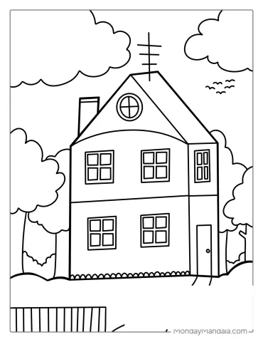 Double Story House Coloring Page
