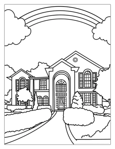Big American Mansion Coloring Page