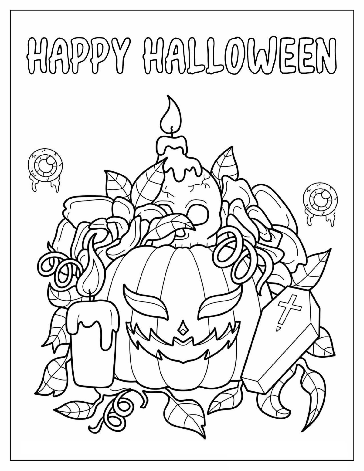 Happy Halloween Jack-O-Lantern Coloring Sheet