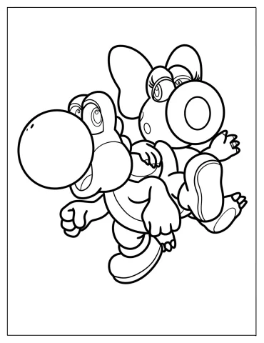 Birdo Sitting On Yoshi s Back Coloring Page For Preschoolers