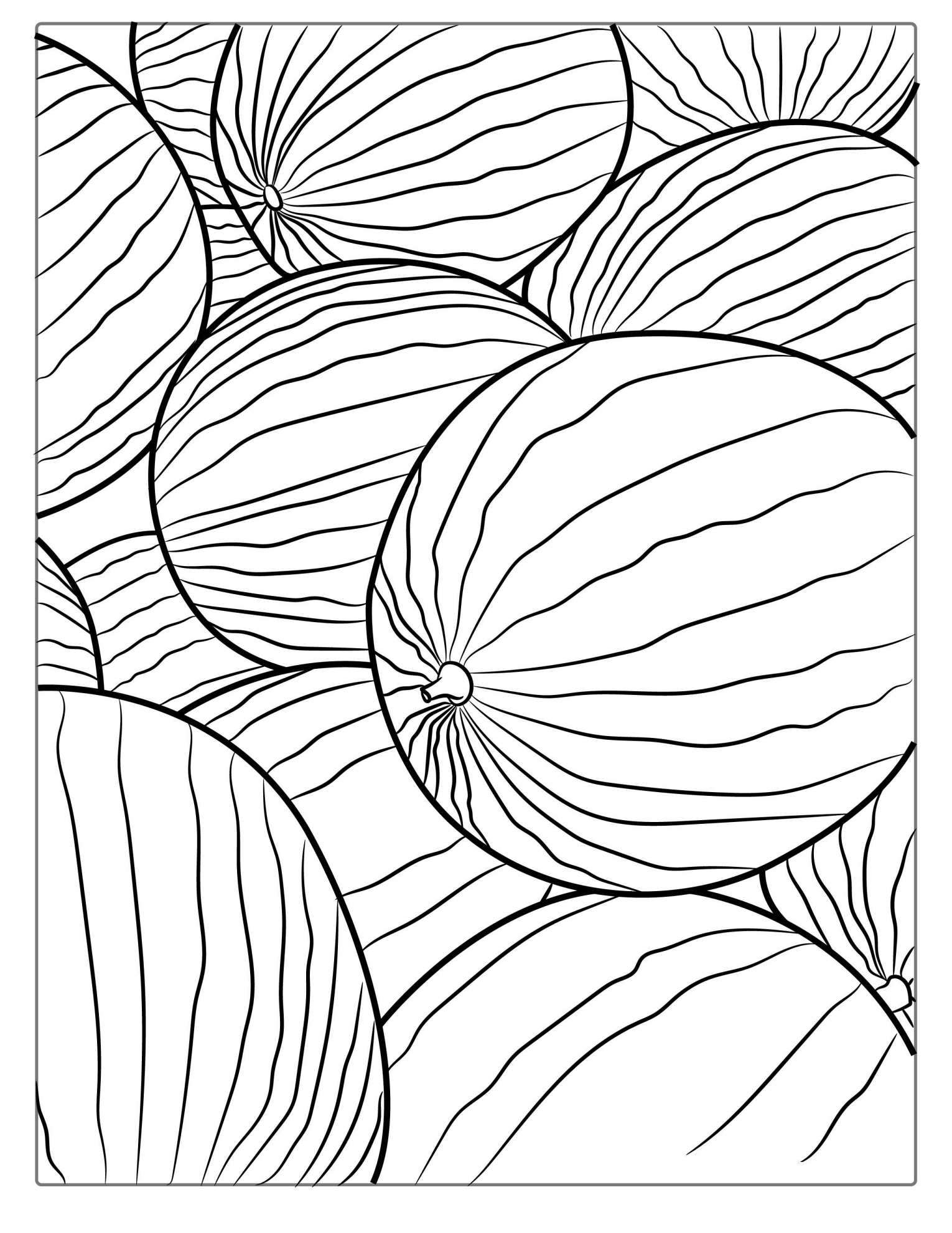 Bunch Of Watermelons Coloring For Kids