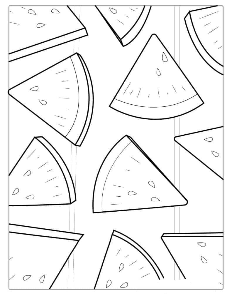 Watermelon Slices Coloring For Kids