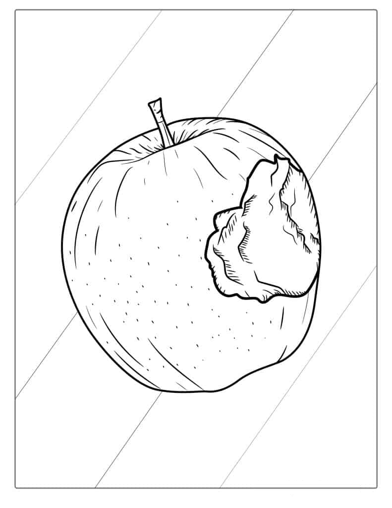 Bite Taken Out Of Apple Coloring Sheet