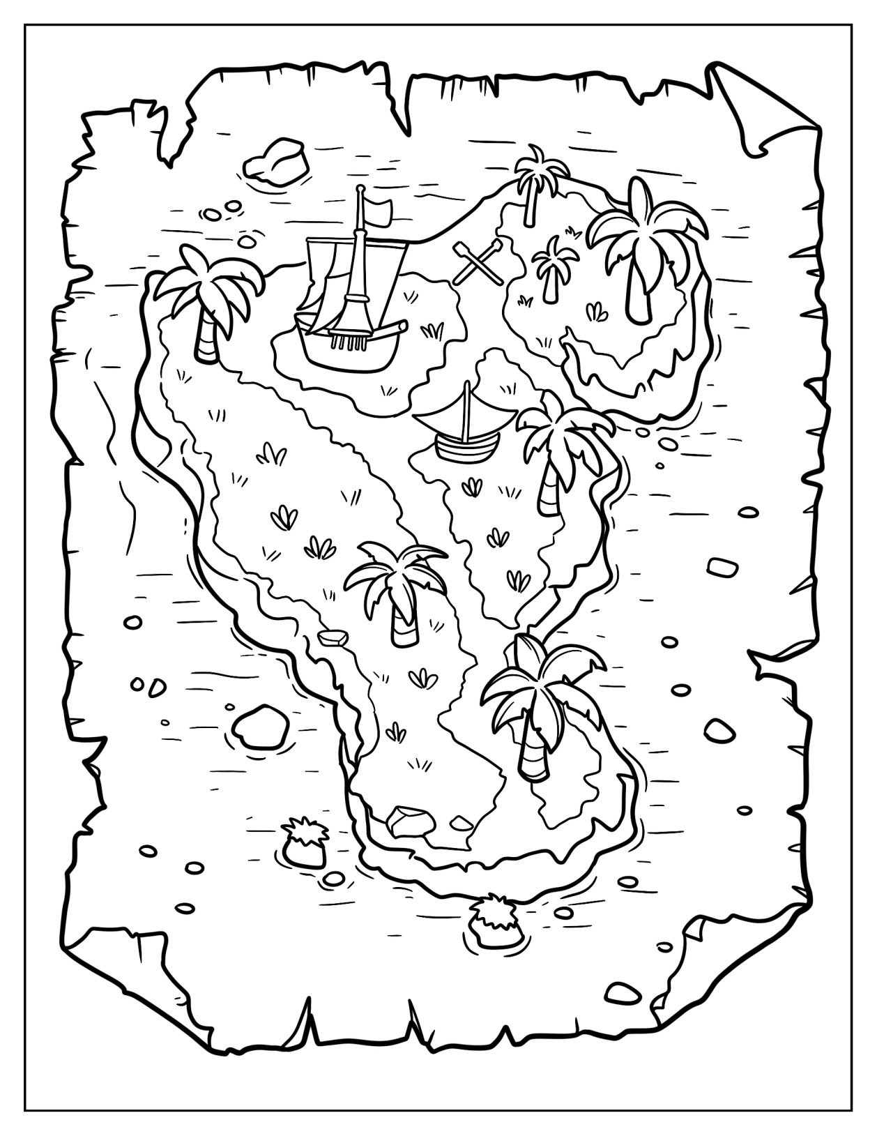 Pirate’s Treasure Map Coloring Sheet