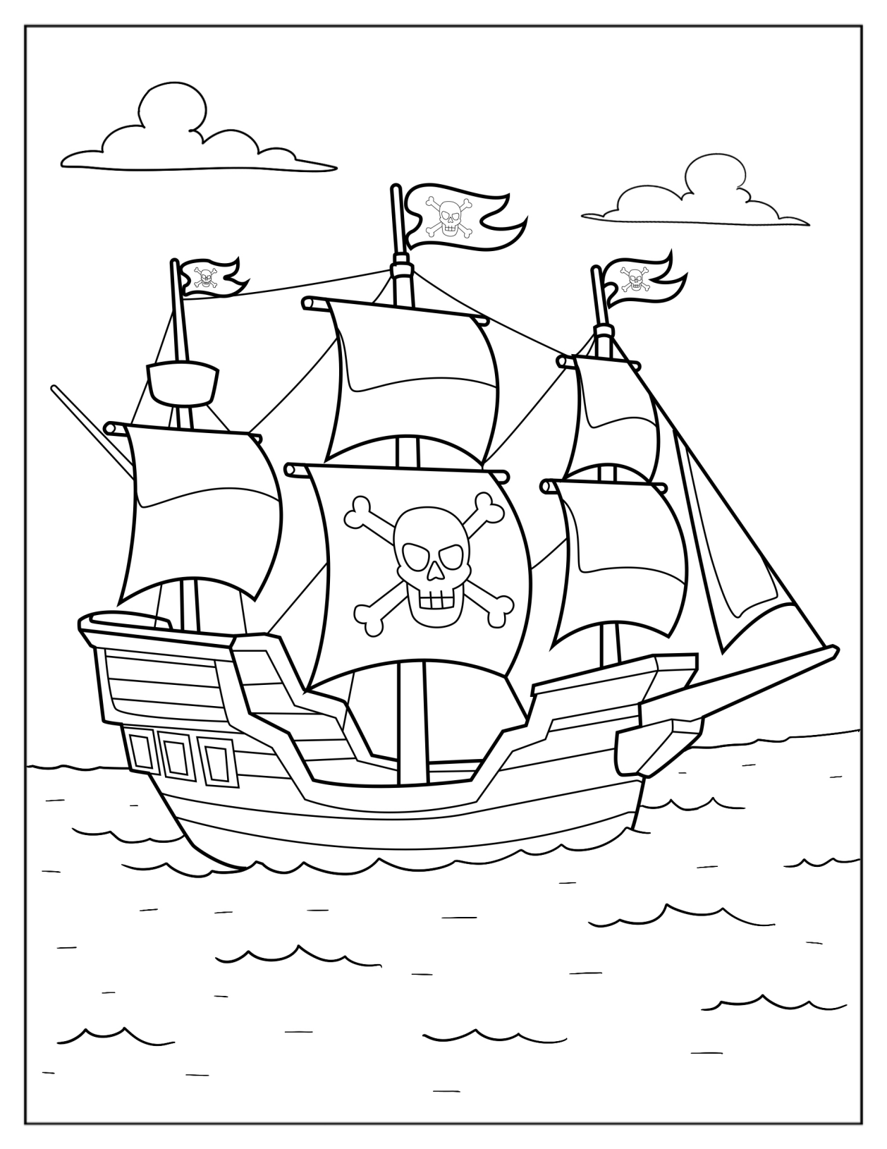 Large Pirate Ship At Sea