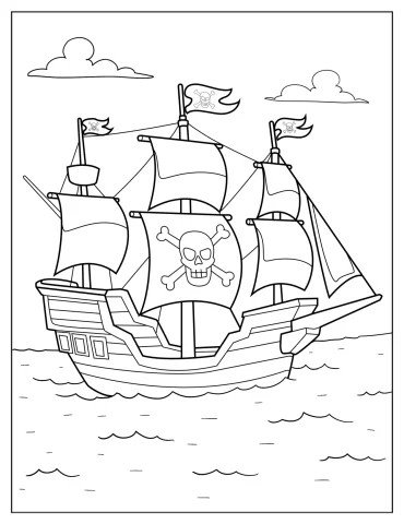 Large Pirate Ship At Sea