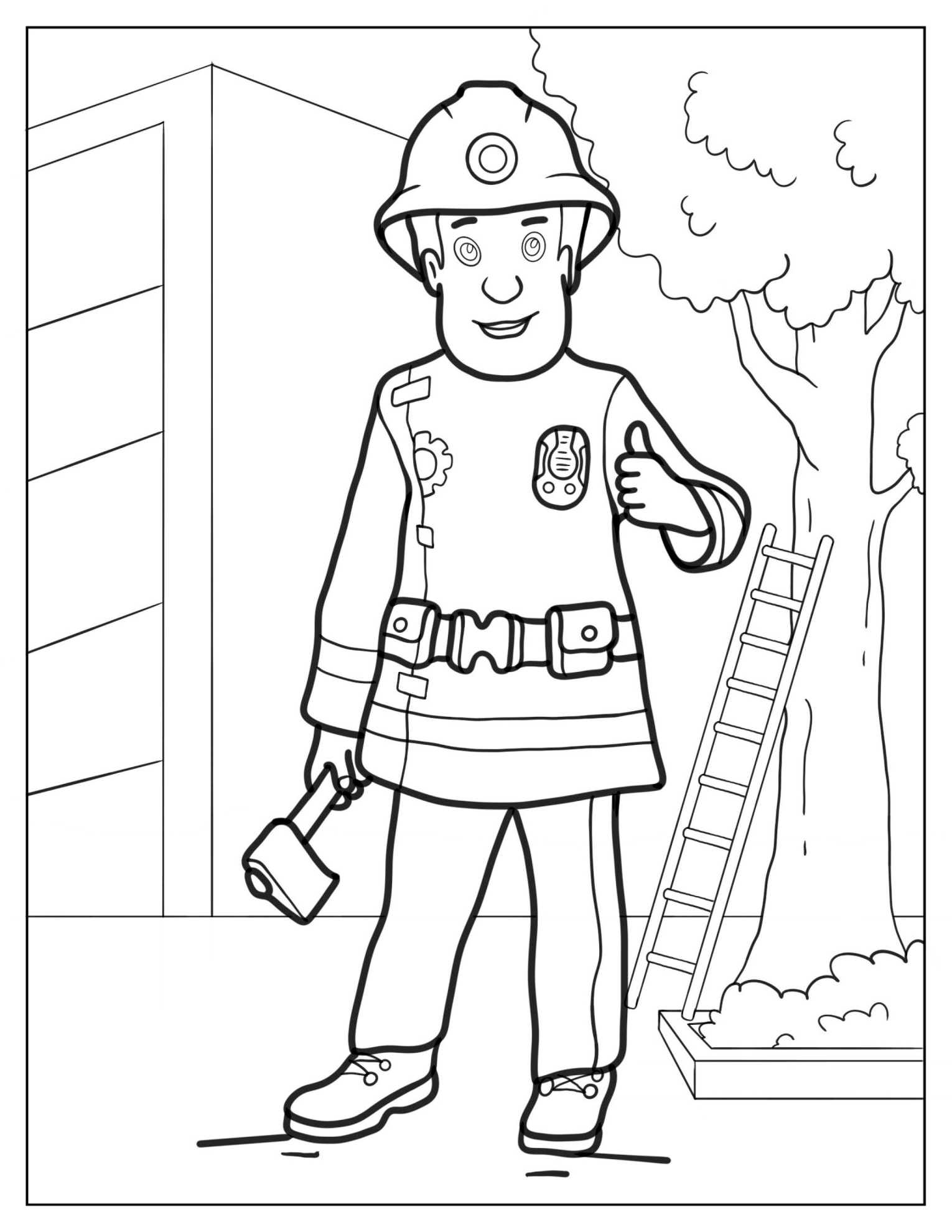 Firefighter Coloring Page For Kids
