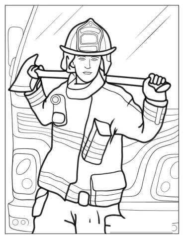 Coloring Page Of Female Firefighter