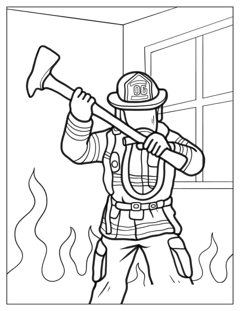 Firefighter Engulfed By Flames Breaking Down Door
