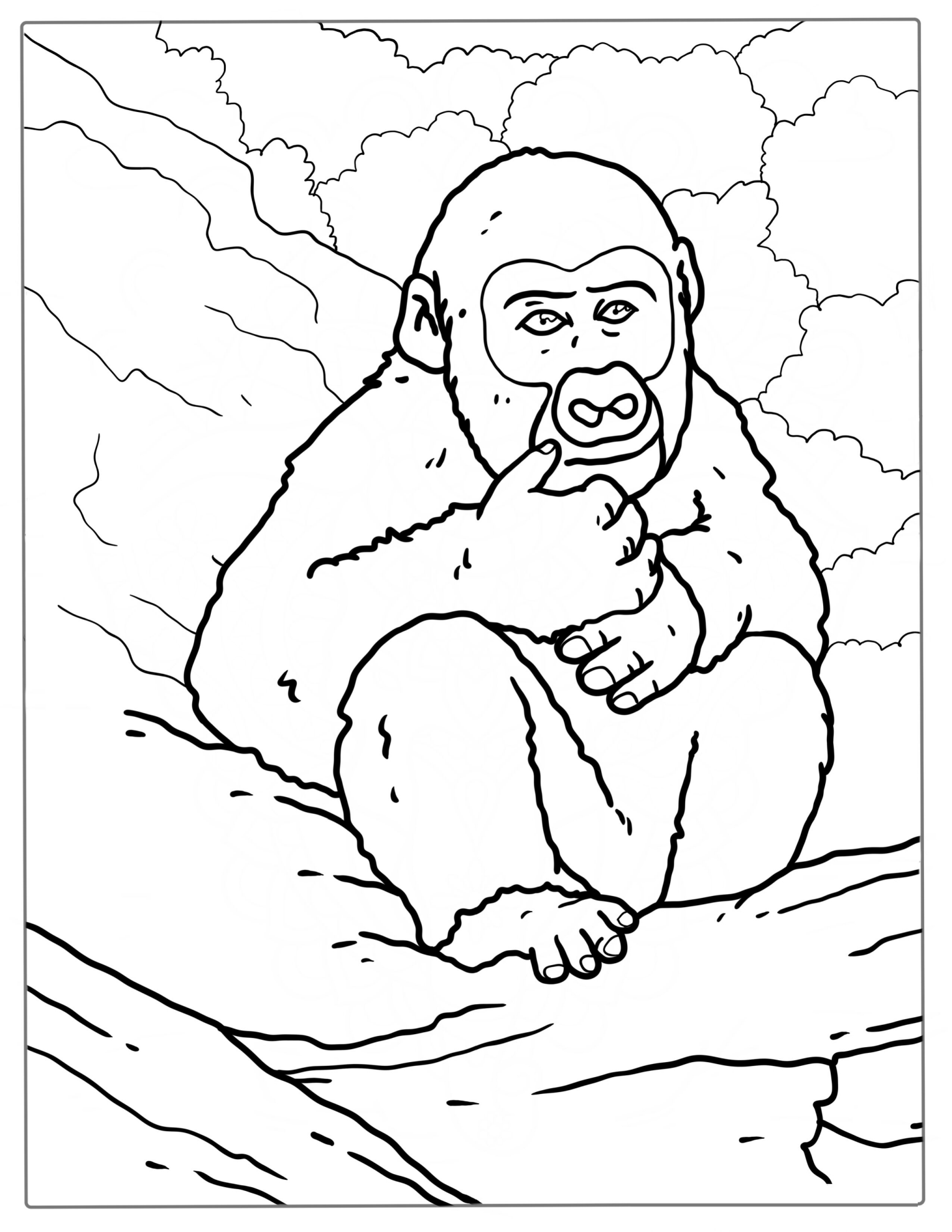 Adorable Baby Gorilla Sitting In a Tree