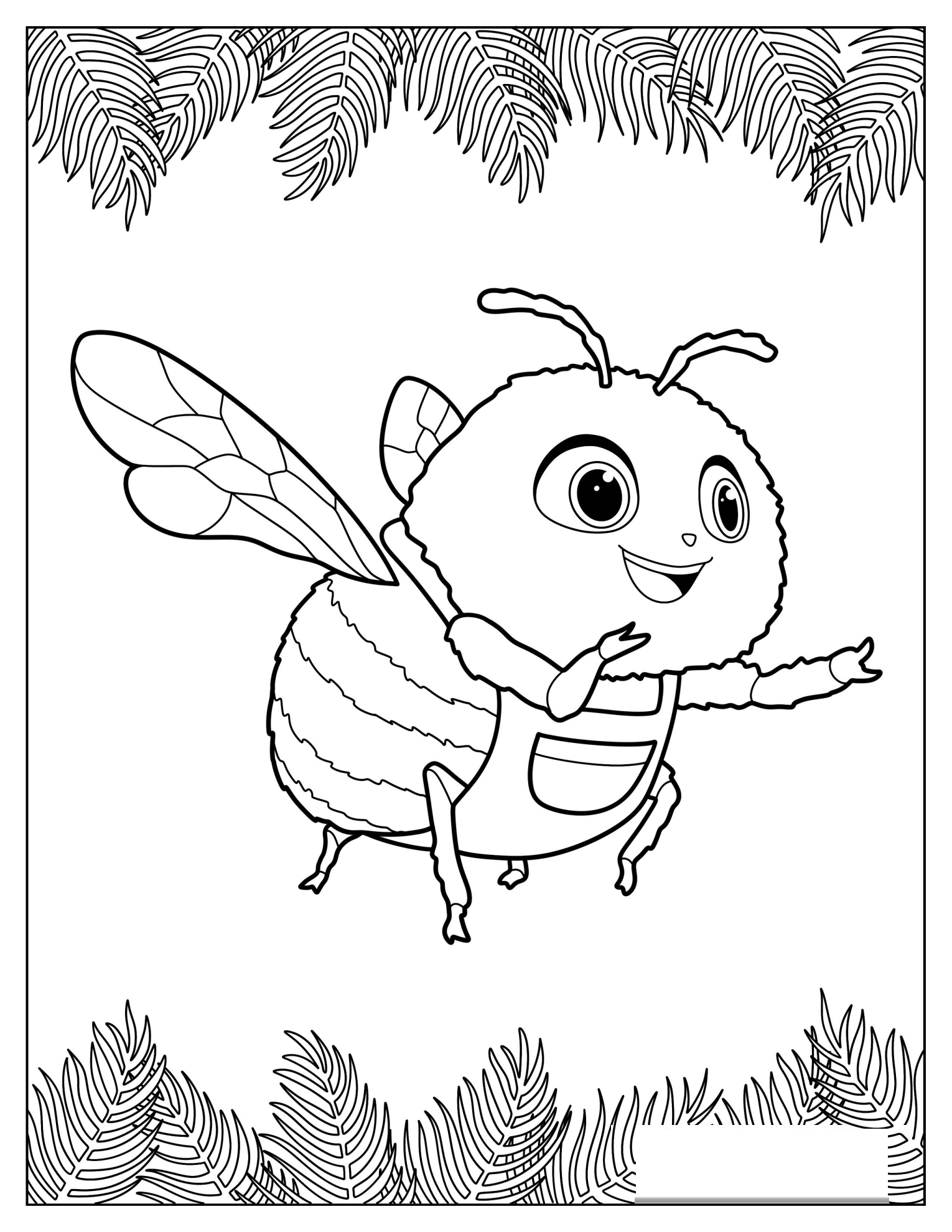 Cartoon Bee Wearing A Jumper Coloring Sheet For Kids