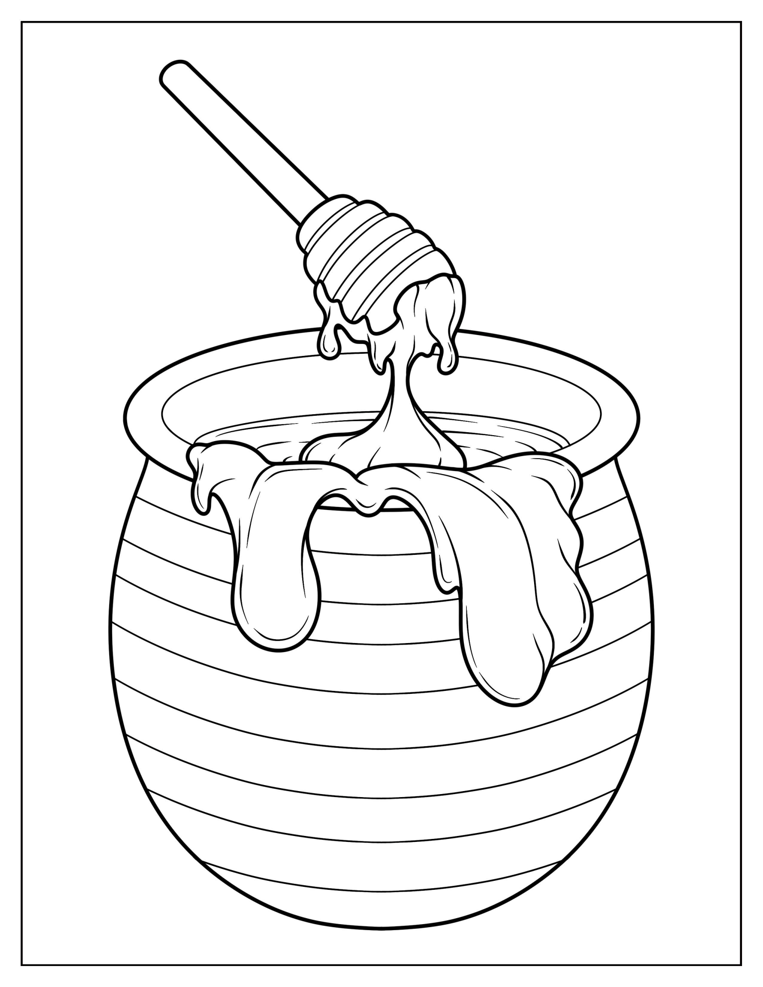 Pot Of Honey From Bees Coloring Sheet