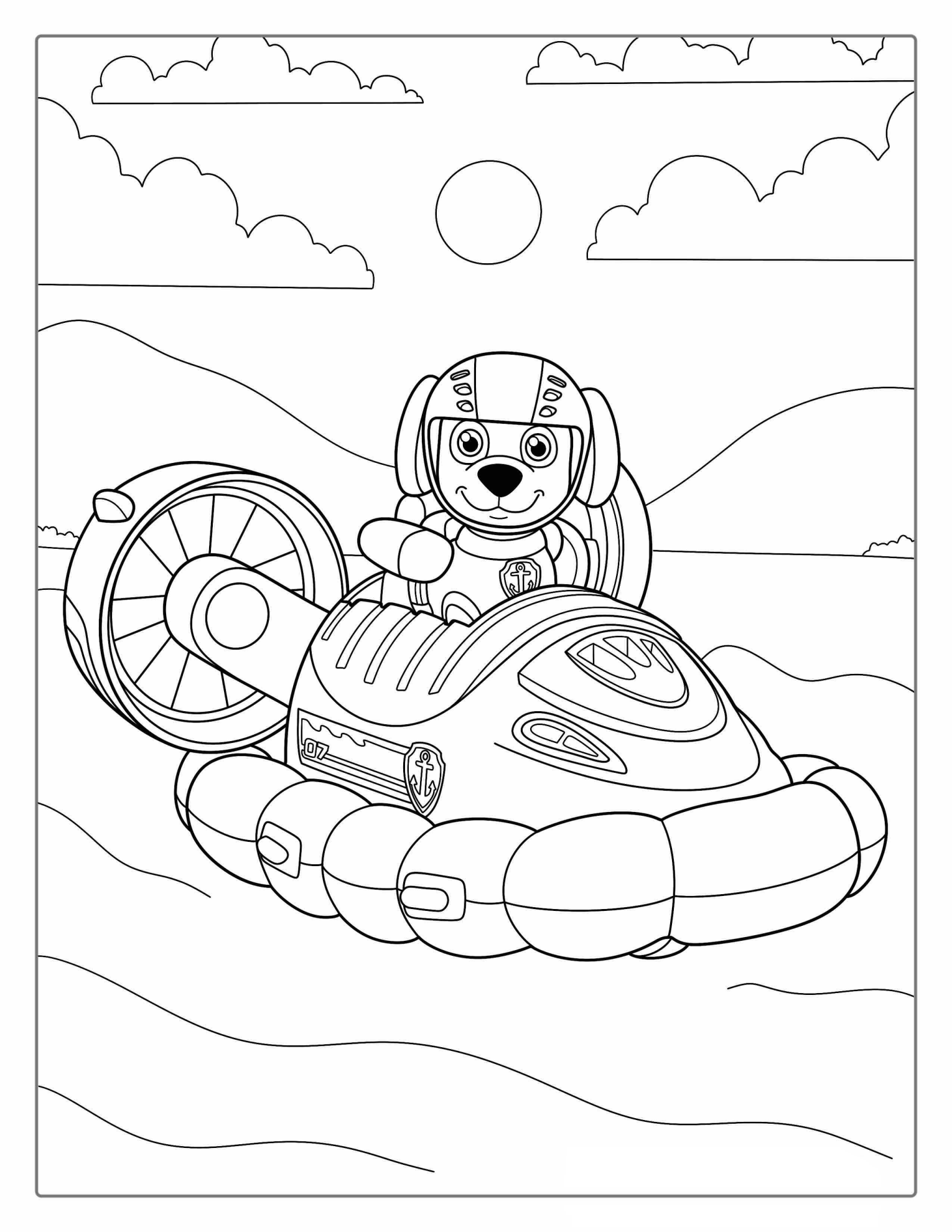 Coloring Sheet Of Zuma On Water Craft