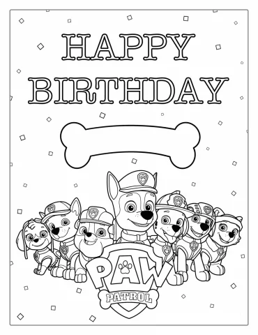 Happy Birthday Paw Patrol Coloring Sheet