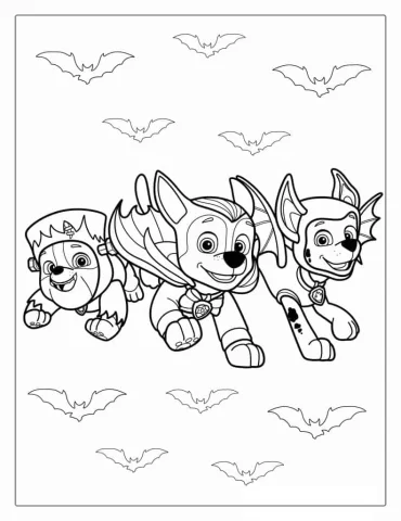 Halloween Themed Paw Patrol Coloring Picture
