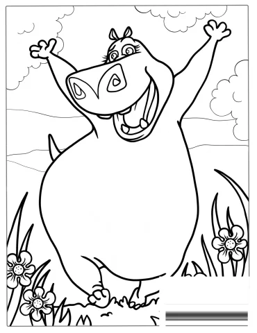 Happy Gloria The Hippo Coloring Sheet