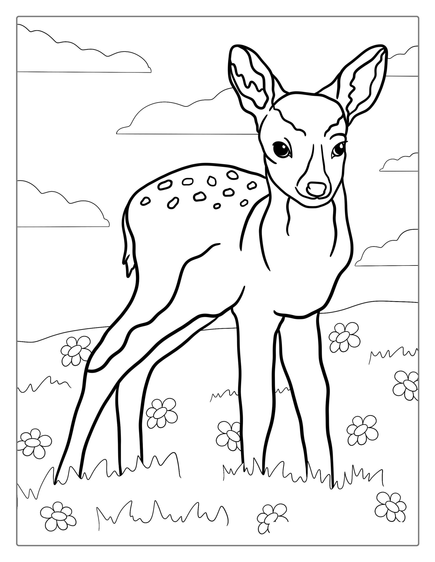 Deer Fawn Coloring Page For Kids