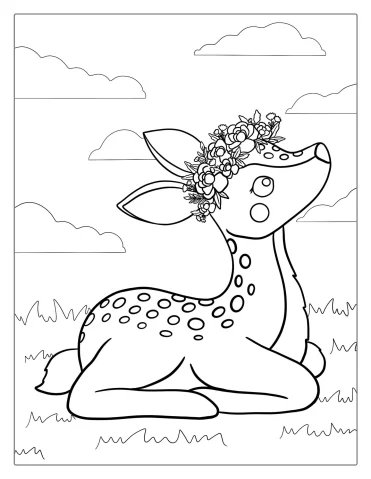 Easy Deer Coloring Page For Kids