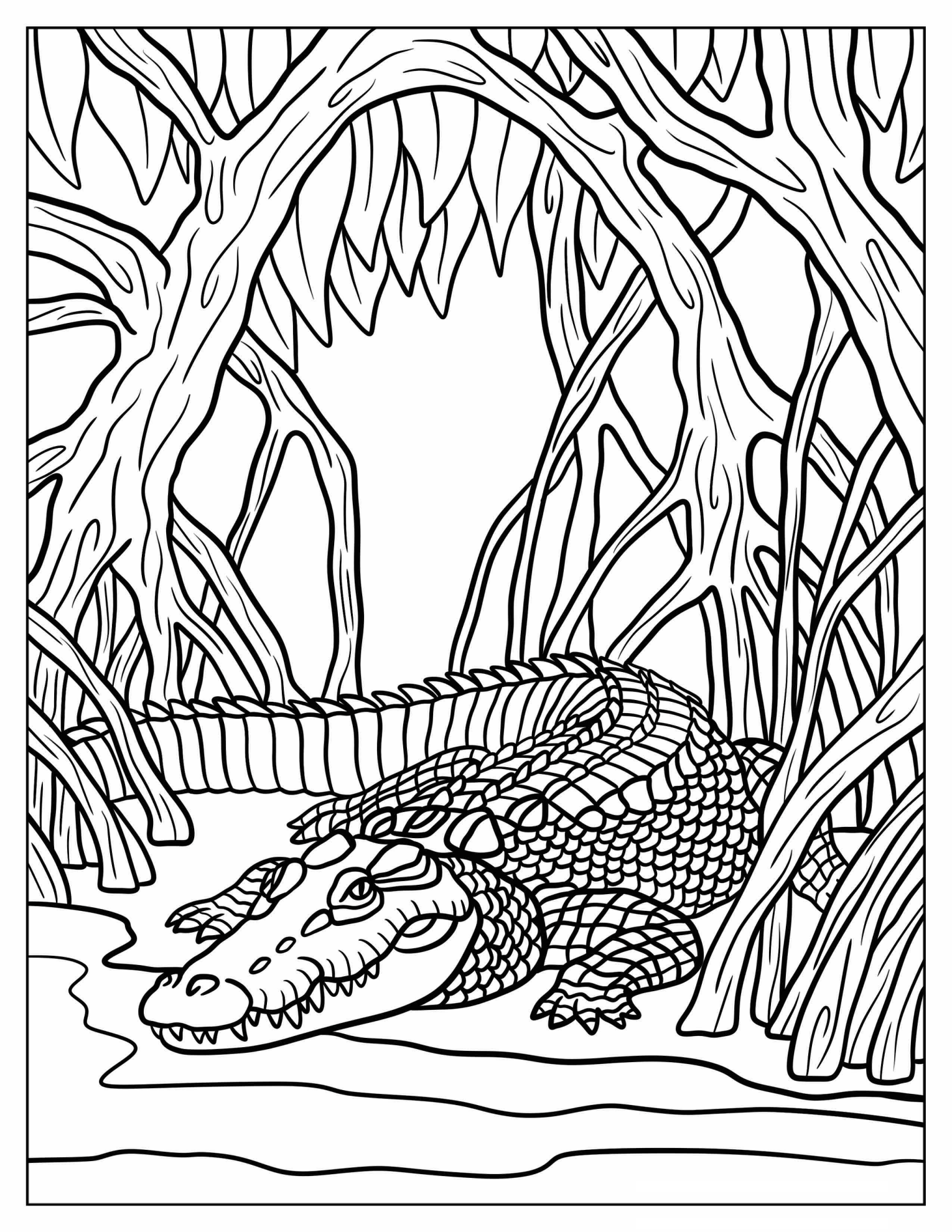Peaceful Crocodile Resting Next to a River