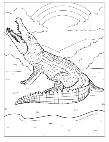 Realistic American Crocodile Coloring Page