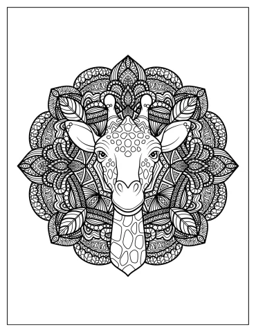 Giraffe Head In The Middle Of An Intricate Floral Mandala