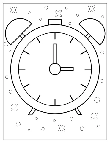 Simple Outline Of an Alarm Clock To Color