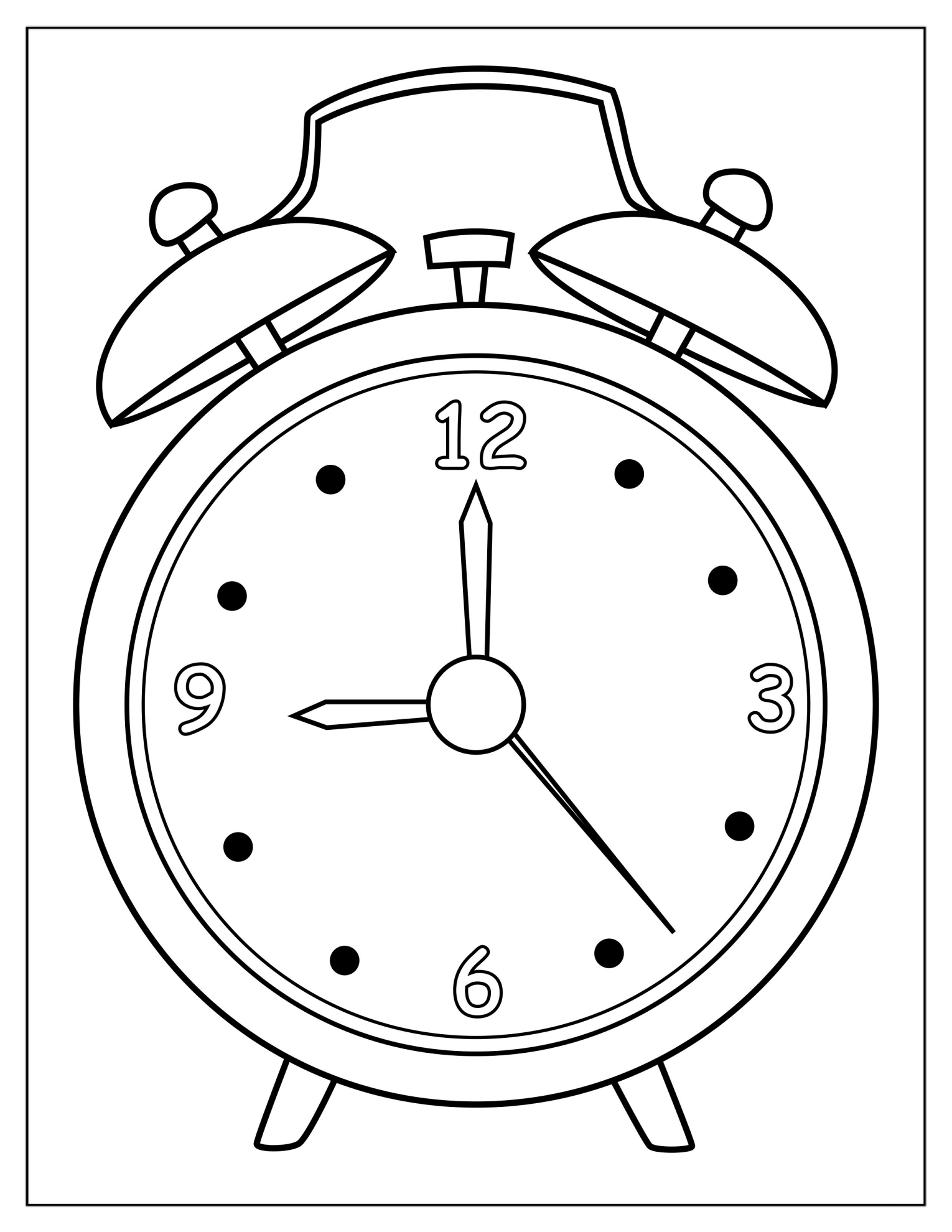 Alarm Clock With Bells Coloring Page