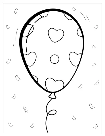 Balloon With Love Hearts To Color