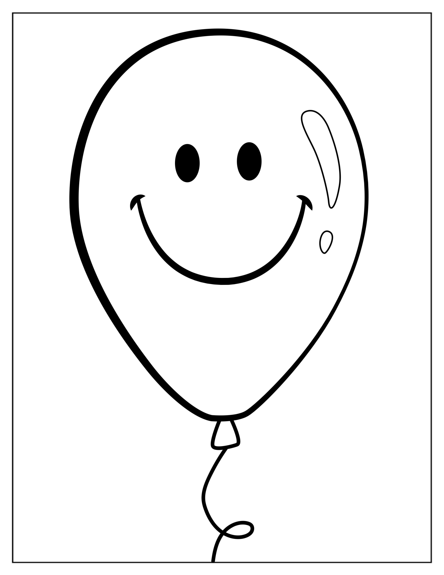 Smiley Face Balloon Coloring Page
