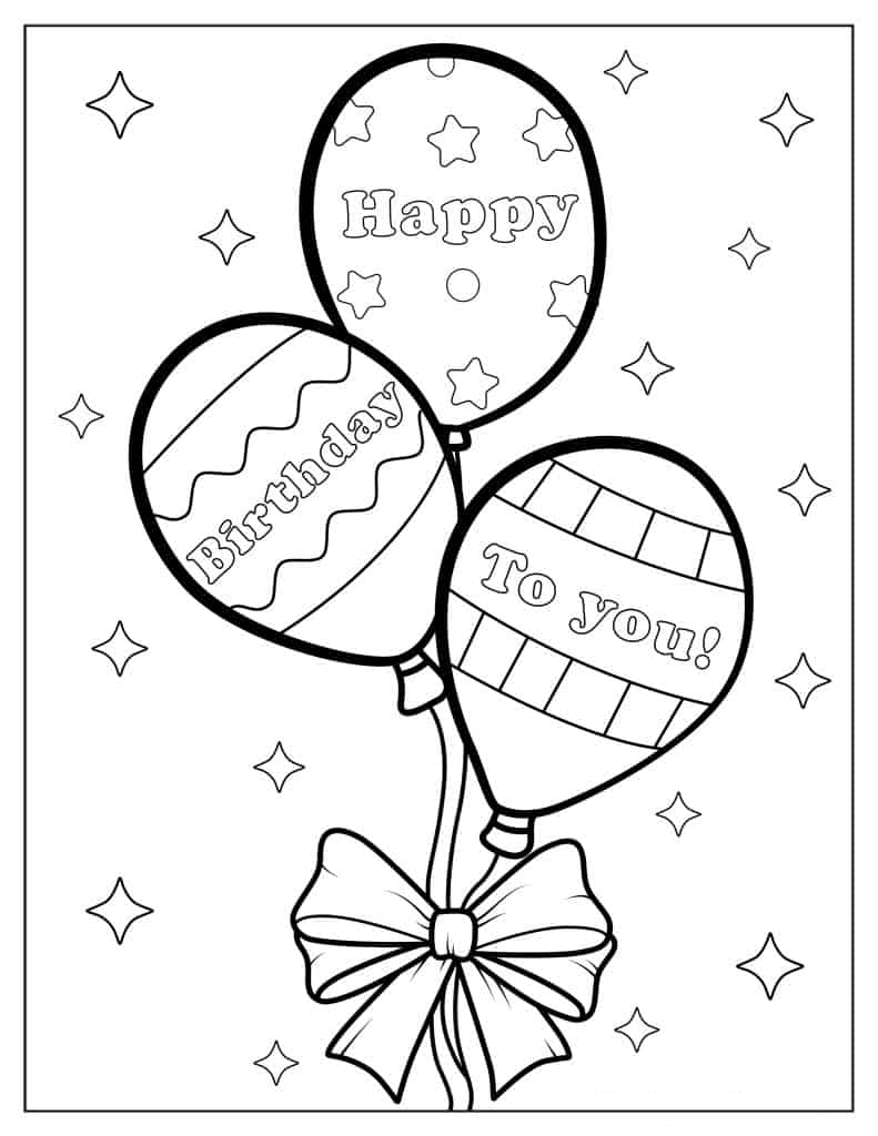 Happy Birthday To You Balloons To Color