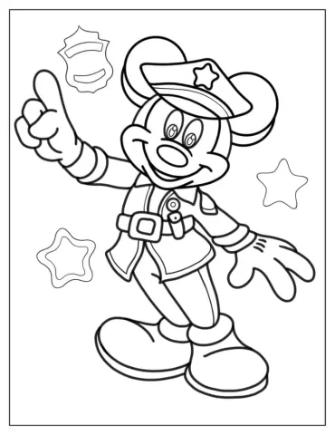 Mickey Mouse Police Officer Coloring Page