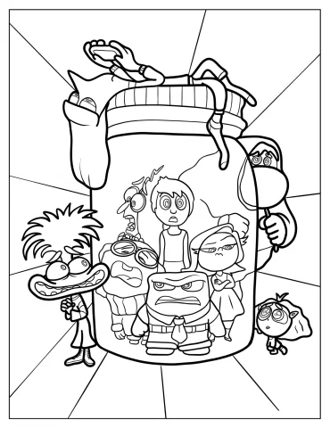 Envy, Ennui, Embarrassment, Anxiety Locking Joy, Sadness, Disgust, Fear, And Anger In A Jar
