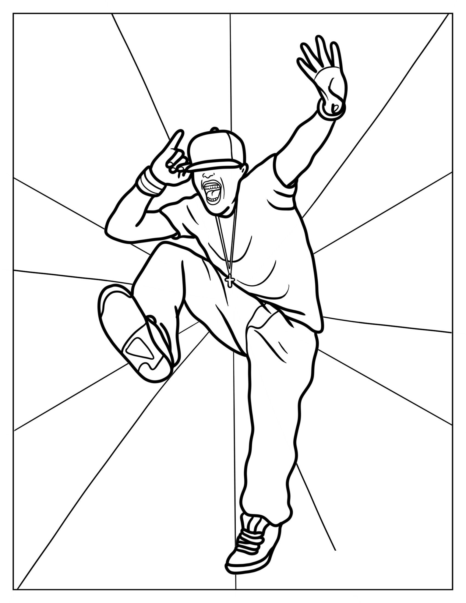 Simple Coloring Page of Hip Hop Dancer