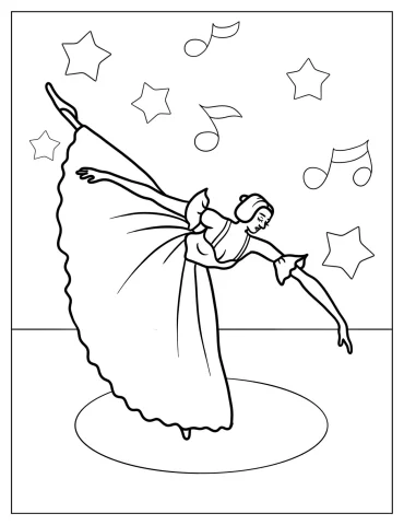 Coloring Page of Classical Ballet Dancer