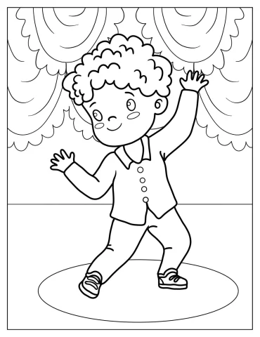 Outline of Boy Dancing for Preschoolers