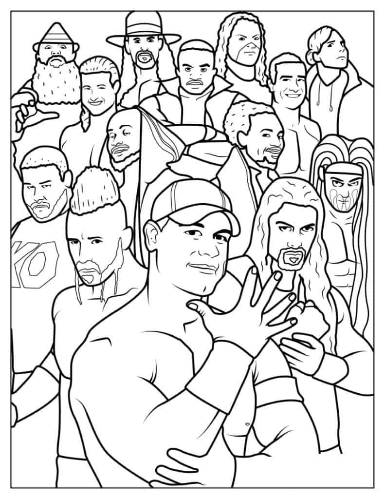 WWE Superstars Coloring Page