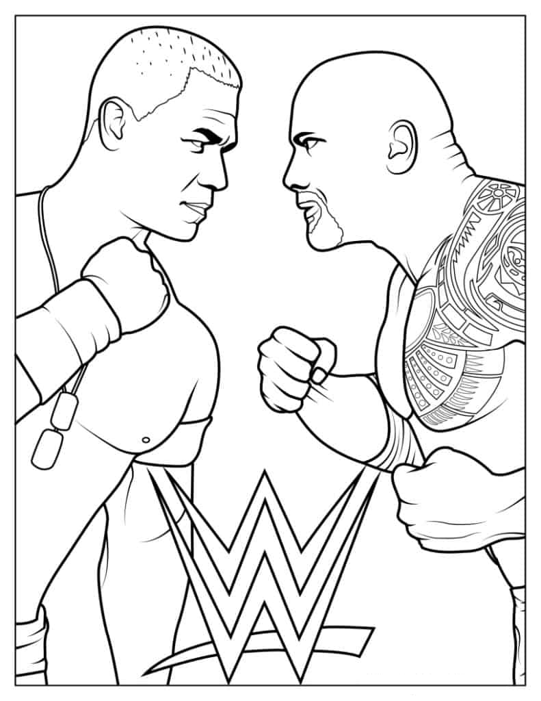 John Cena Vs The Rock WWE Coloring Sheet