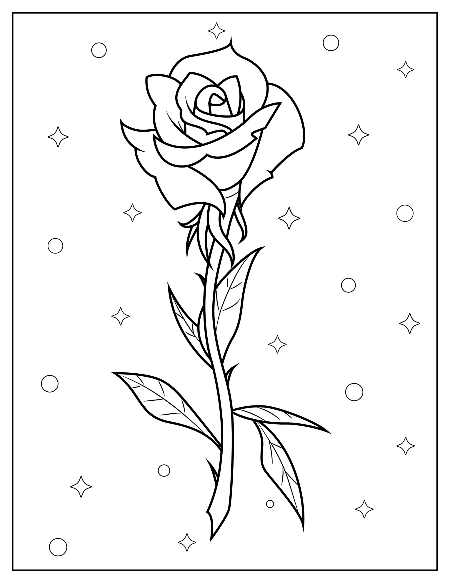 Simple Single Rose To Color