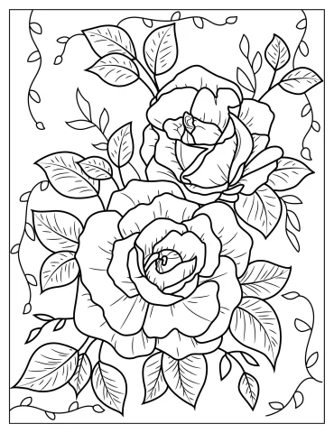 Floral Rose Design To Color