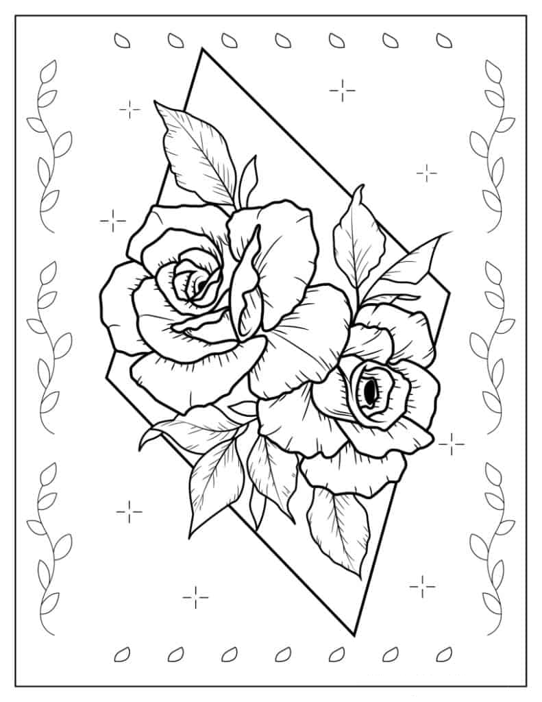 Abstract Rose Drawing To Color